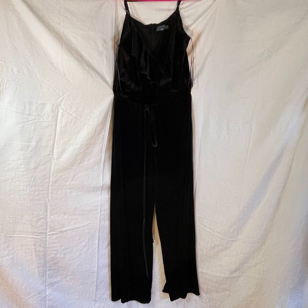 New Jumpsuit Romper velvet Black Soft wide leg spaghetti strap soft size 12